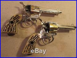 1960's playset mattel shooting shell pair of colt 45's with holster marx