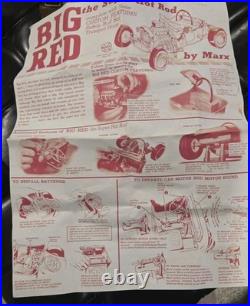 1960s MARX 24 BIG RED HOT ROD Battery Operated T Bucket Toy Car WORKING with BOX