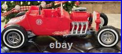 1960s MARX 24 BIG RED HOT ROD Battery Operated T Bucket Toy Car WORKING with BOX