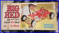 1960s MARX 24 BIG RED HOT ROD Battery Operated T Bucket Toy Car WORKING with BOX