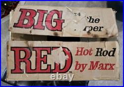 1960s MARX 24 BIG RED HOT ROD Battery Operated T Bucket Toy Car WORKING with BOX