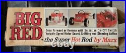 1960s MARX 24 BIG RED HOT ROD Battery Operated T Bucket Toy Car WORKING with BOX