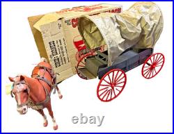 1960s MARX Johnny West COVERED WAGON, Horse & Harnass & Original Box Play Set