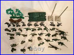 1960s Marx Battleground Playset Figures and Accessories with #41 Tank - 45 Pieces