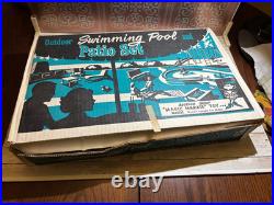 1960s Marx Dollhouse Outdoor Swimming Pool & Patio Set in orig box! NOS