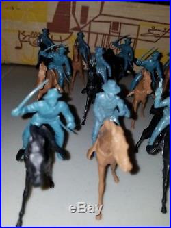 1960s Marx Giant Fort Apache Playset Long Coats Cavalry Steel Blue Set 18 #6063