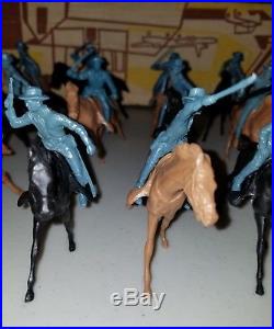 1960s Marx Giant Fort Apache Playset Long Coats Cavalry Steel Blue Set 18 #6063