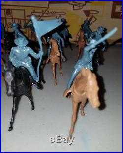 1960s Marx Giant Fort Apache Playset Long Coats Cavalry Steel Blue Set 18 #6063