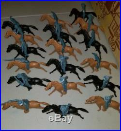 1960s Marx Giant Fort Apache Playset Long Coats Cavalry Steel Blue Set 18 #6063