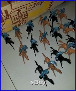 1960s Marx Giant Fort Apache Playset Long Coats Cavalry Steel Blue Set 18 #6063