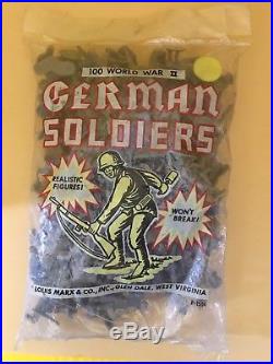 1960s Marx Play Set Mint 100 Count Bag 54mm German Soldiers. Complete. Unopened