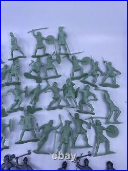 1960s VINTAGE MARX LOT OF 69 PLAYSET FIGURES LIGHT GREEN VIKINGS SILVER KNIGHTS