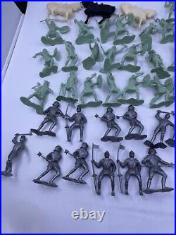 1960s VINTAGE MARX LOT OF 69 PLAYSET FIGURES LIGHT GREEN VIKINGS SILVER KNIGHTS