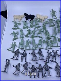 1960s VINTAGE MARX LOT OF 69 PLAYSET FIGURES LIGHT GREEN VIKINGS SILVER KNIGHTS