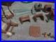 1961 Marx Flintstones Play Set Pieces and Car Incomplete