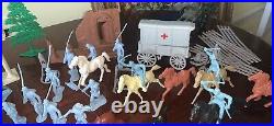 1961 Marx Toys- Giant Blue and Gray Battle Set- 154 Pieces- See Details