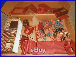 1964 Louis Marx Fort Apache Play Set 3681 Boxed w TONS of Pieces Cowboys Indians