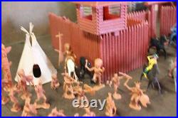 1964 Marx Fort Apache Play Set 3681 Cowboys Indians Horse Wall Teepee Well Fire