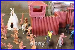 1964 Marx Fort Apache Play Set 3681 Cowboys Indians Horse Wall Teepee Well Fire