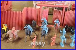 1964 Marx Fort Apache Play Set 3681 Cowboys Indians Horse Wall Teepee Well Fire