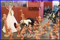 1964 Marx Fort Apache Play Set 3681 Cowboys Indians Horse Wall Teepee Well Fire