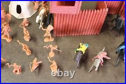 1964 Marx Fort Apache Play Set 3681 Cowboys Indians Horse Wall Teepee Well Fire