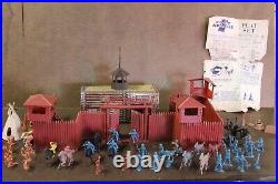 1964 Marx Fort Apache Play Set 3681 Cowboys Indians Horse Wall Teepee Well Fire