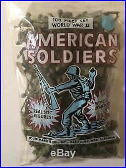 1964 Marx Play Set Unopened Bag of World War II 100 American Soldiers. Perfect