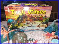 1965 Marx Troll Village 67 Pieces withBox & 1960s Troll House Case