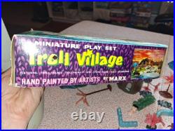 1965 Marx Troll Village 67 Pieces withBox & 1960s Troll House Case
