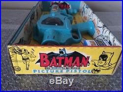 1966 Marx Batman Magic Picture Pistol Gun Mib Unused Old Store Stock-in Shipper