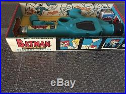 1966 Marx Batman Magic Picture Pistol Gun Mib Unused Old Store Stock-in Shipper