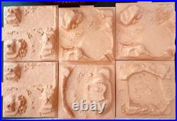 1966 Marx Playset Reissue Terrain Bases Lot of 6. 12x12 Tan Plastic Landscape