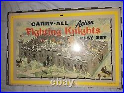 1968 Louis Marx Carryall Action Fighting Knights Playset #4635 Almost Complete