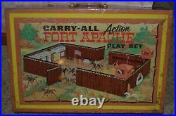 1968 MARX FORT APACHE CARRY ALL ACTION PARTIAL SET with TIN CASE #4685