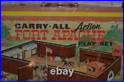 1968 MARX FORT APACHE CARRY ALL ACTION PARTIAL SET with TIN CASE #4685