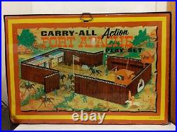 1968 MARX FORT APACHE CARRY ALL ACTION PARTIAL SET with TIN CASE #4685