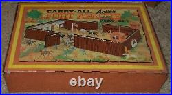 1968 MARX FORT APACHE CARRY ALL ACTION PARTIAL SET with TIN CASE #4685