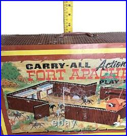 1968 Marx Carry-All Action Fort Apache Play Set no. 4685 Cowboys Indians Partial