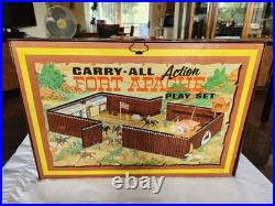 1968 Marx Fort Apache Carry-All Playset Complete withextra 54mm Figures very nice