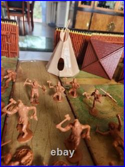 1968 Marx Fort Apache Carry-All Playset Complete withextra 54mm Figures very nice