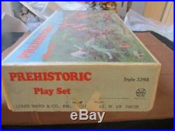 1971 Marx Prehistoric Playset 3398 Dinosaurs-cavemen-palm Trees Box All Origin