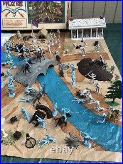 1974 Marx Sears The BLUE And The GRAY Playset Complete. Added Playmat & Bridge