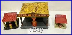 3 Vintage Marx Service Gas Station Buildings