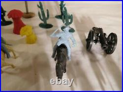 38 Piece Vintage Marx Fort Apache 24Figures, 3Horses, 2Cannons, 6Trees, 2Explosions