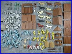 50+ Lot MARX Fort Apache Walls Horses Teepee Men Indians Saddle Riders Pole