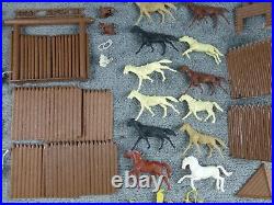 50+ Lot MARX Fort Apache Walls Horses Teepee Men Indians Saddle Riders Pole