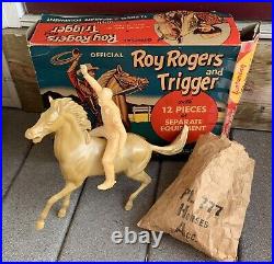 50's Official ROY ROGERS & TRIGGER Figures Original BOX Cowboys Western Marx