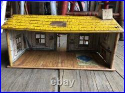 50s MARX PLAY SET Tinty Tin Playhouse Playset Western Cowboy