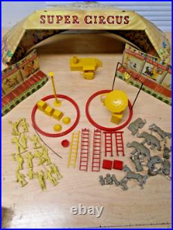 50s Marx Super Circus Playset Tent+Props+Sideshows+14 People+14 Animals+Rare OB